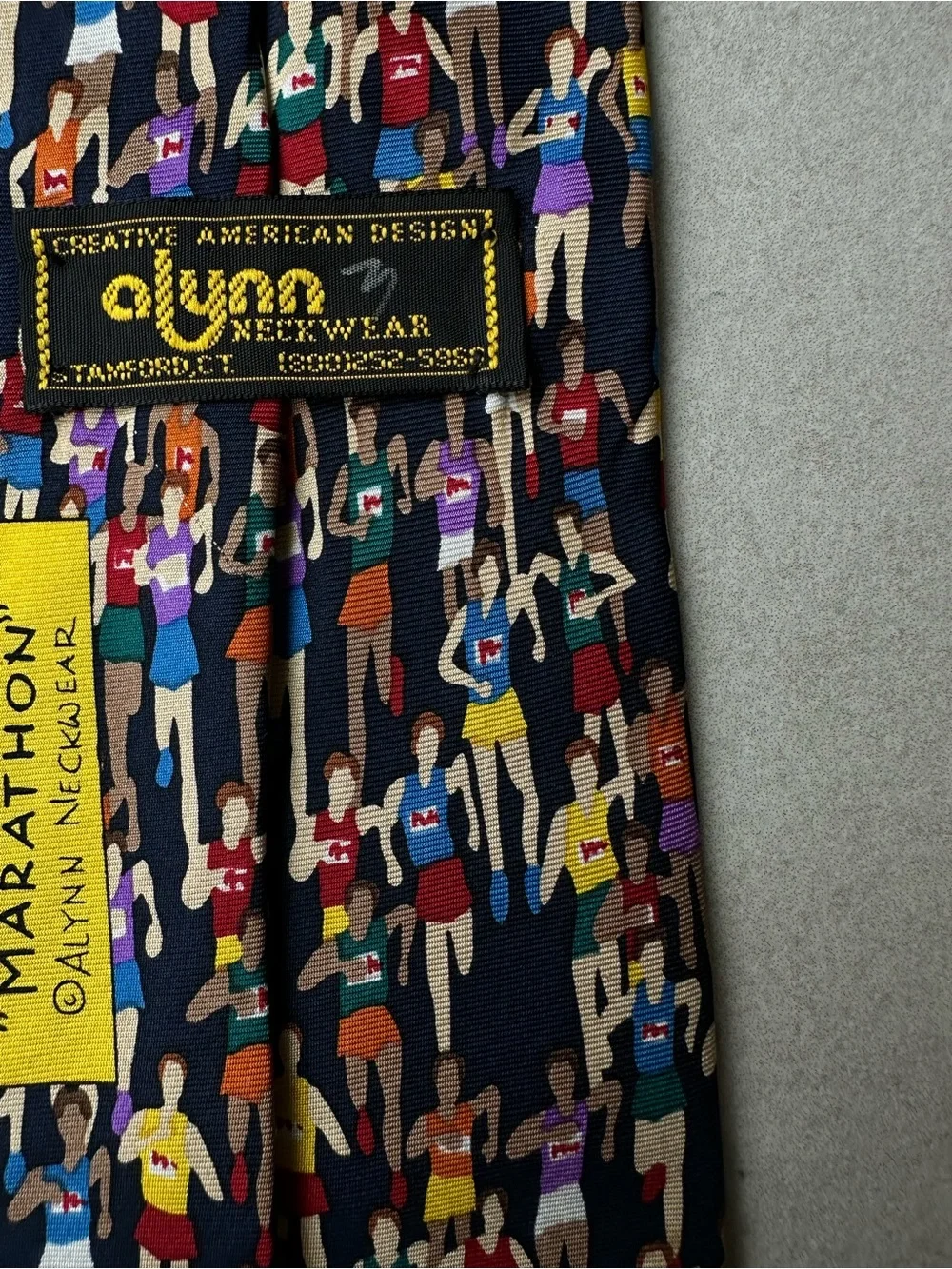 Navy Novelty Pattern Men's Tie - Multicolor Crowd Print